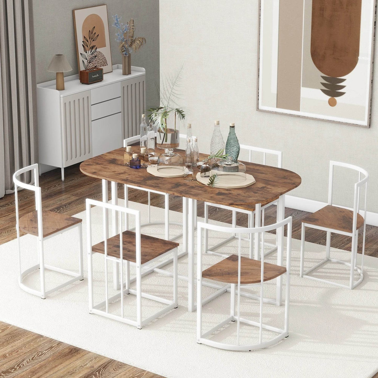 TOPMAX Modern 7-Piece Dining Table Set - Loft&Timber