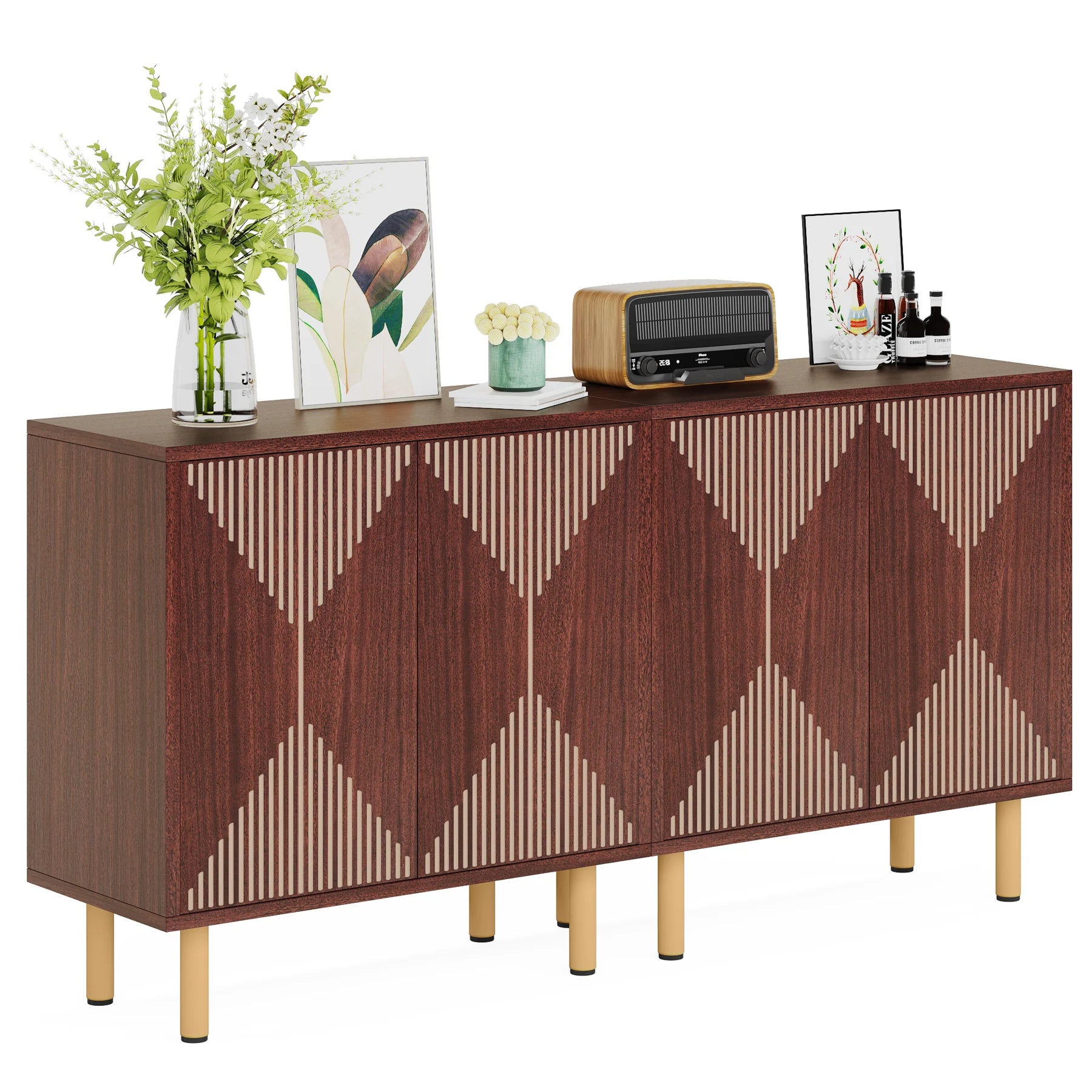 59" Tribesigns Modern Natural Storage Cabinet; Freestanding Floor Cabinet - Loft&Timber
