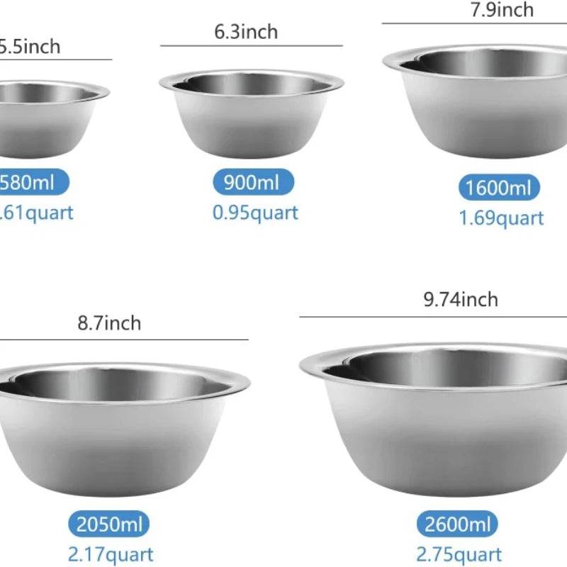 Mixing Bowl Set of 5 Stainless Steel - Loft&Timber