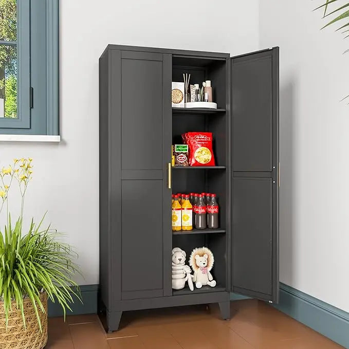 75" Metal Pantry Cabinet with 2 Doors and 5 Adjustable Shelves - Loft&Timber