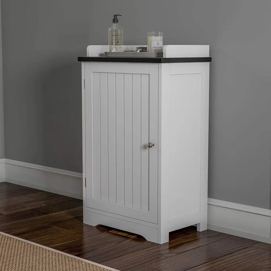 Home 2-Tier Bathroom Floor Storage Cabinet 29” Tall Free Standing White Cupboard with Adjustable Shelf