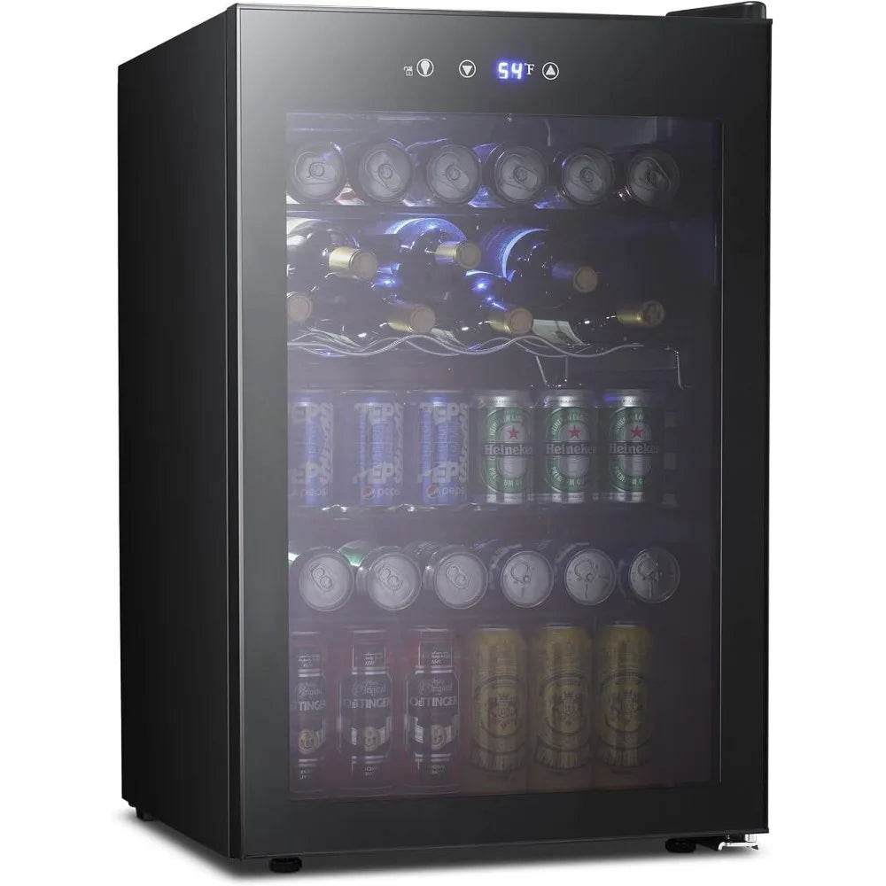4.5 Cu.ft Beverage Refrigerator and Cooler, 145 Can Mini Fridge Glass Door