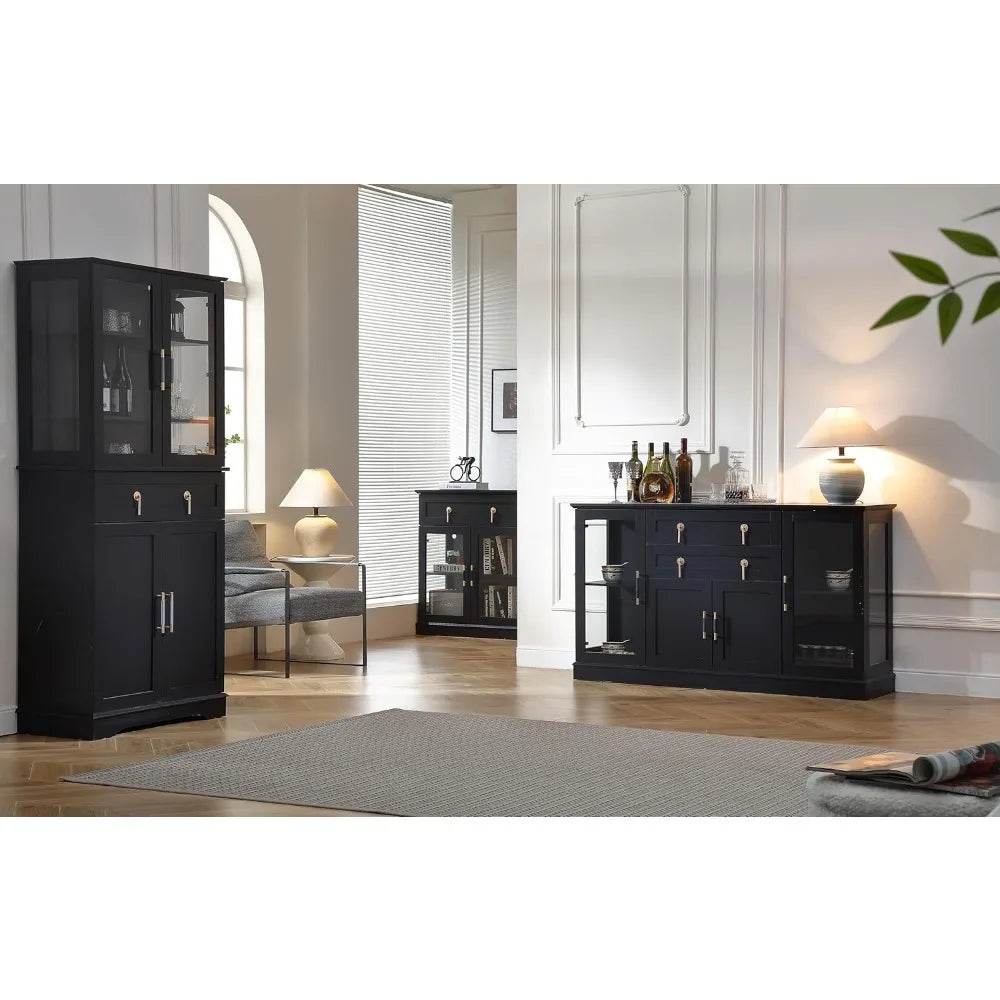58'' Accent Buffet Credenza with 2 Glass Doors - Loft&Timber