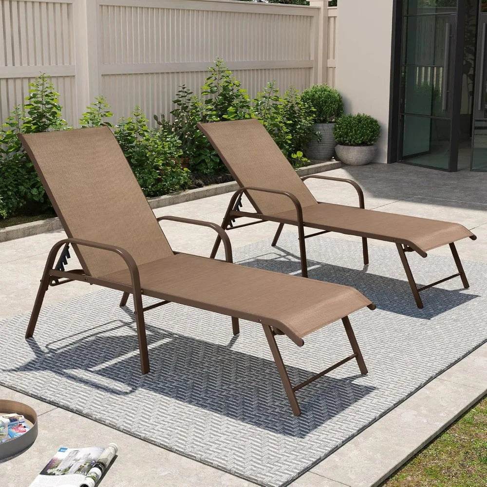 Chaise Lounge Chair Outdoor with Armrests, Set of 2 - Loft&Timber