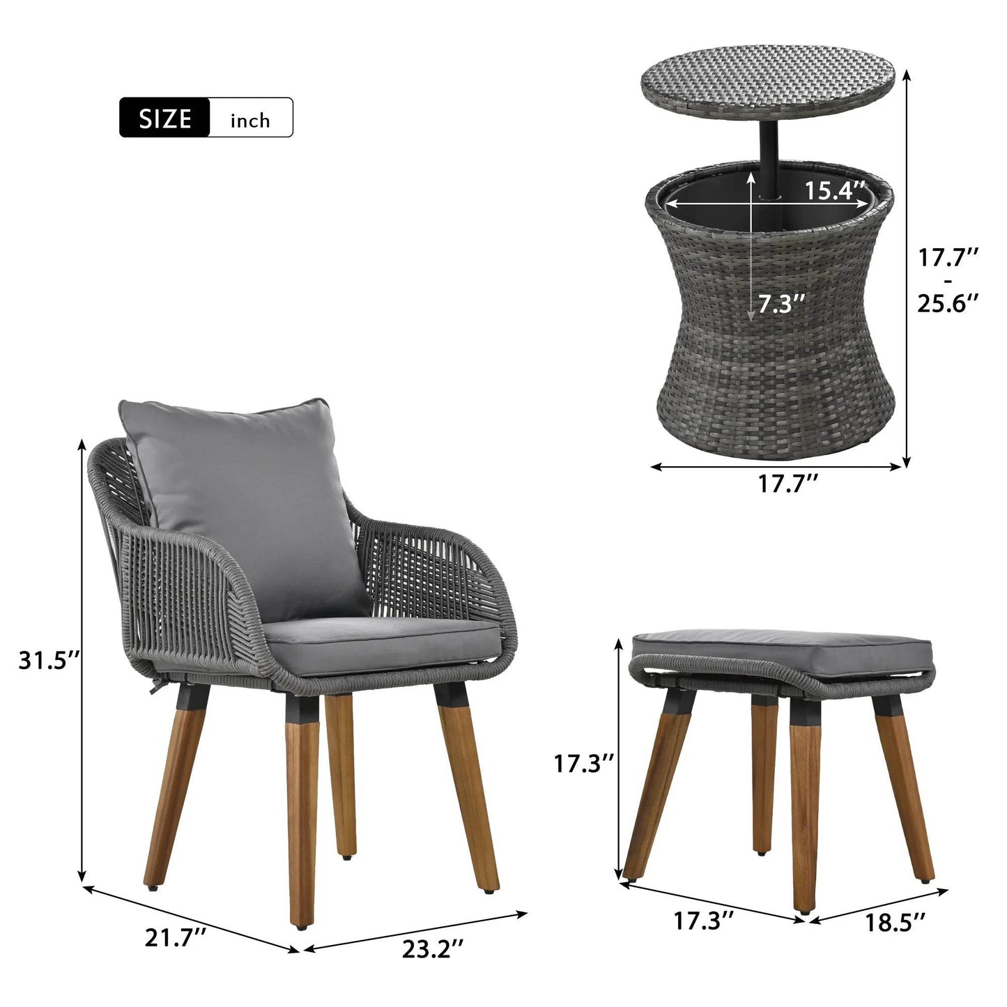 5 Pieces Outdoor Patio Furniture Set - Loft&Timber
