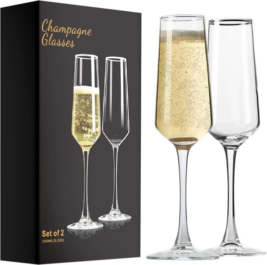2 Pieces Luxury Crystal Champagne Flutes