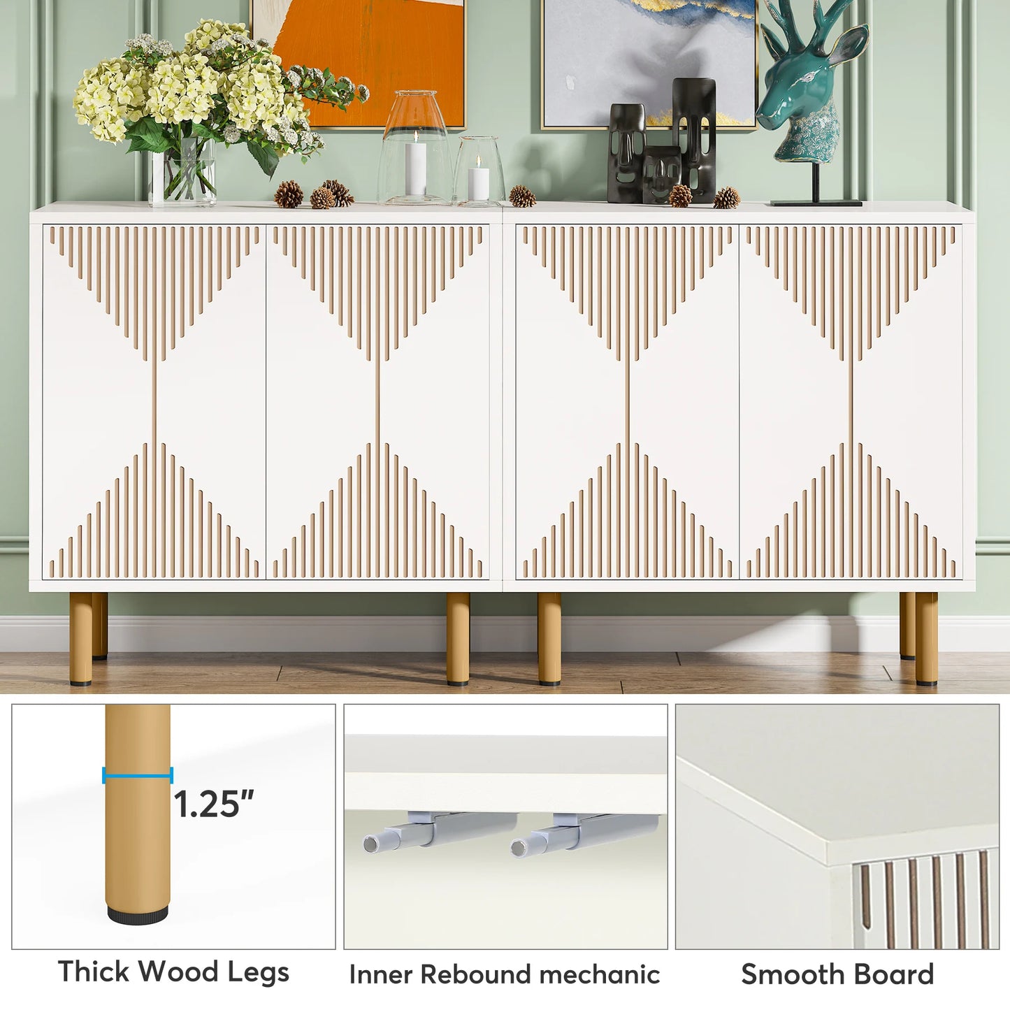 59" Tribesigns Modern Natural Storage Cabinet; Freestanding Floor Cabinet - Loft&Timber
