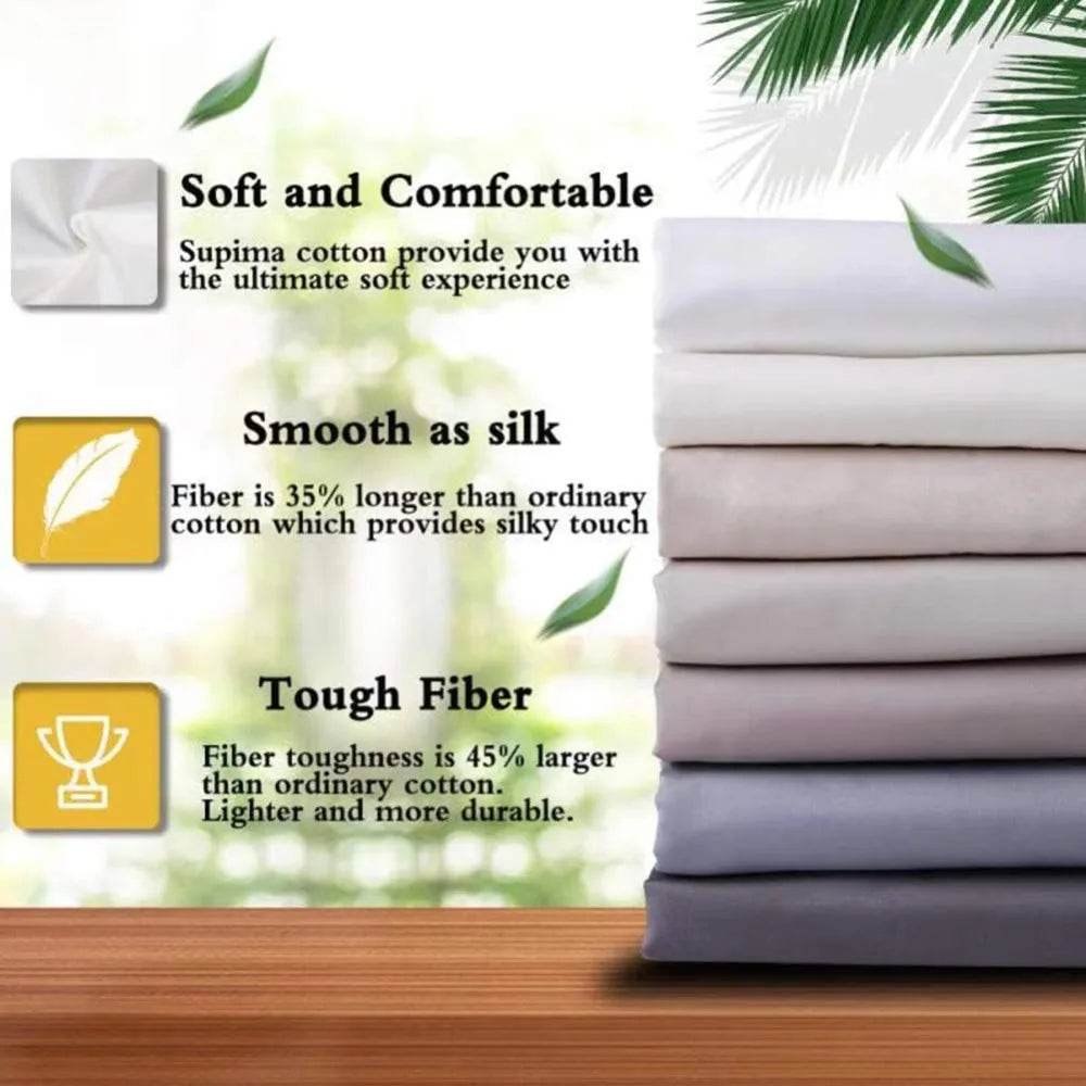 100% Supima Cotton Sheets 600 Thread Count,Bed Sheet Set King Size Sheets 4 Pieces - Loft&Timber