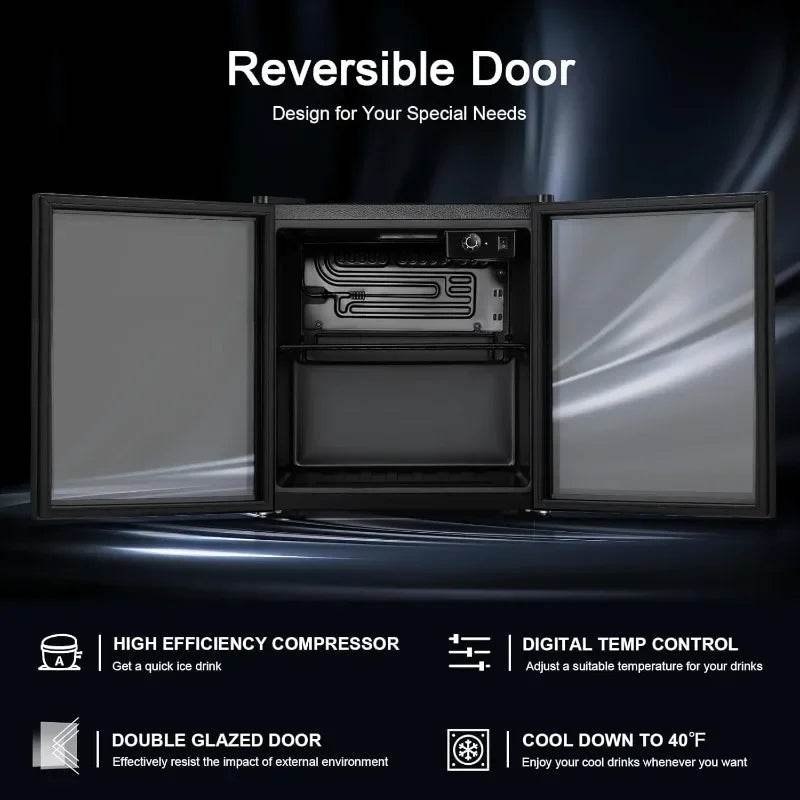 Mini Fridge Cooler - 12 Bottle 48 Can Beverage Refrigerator