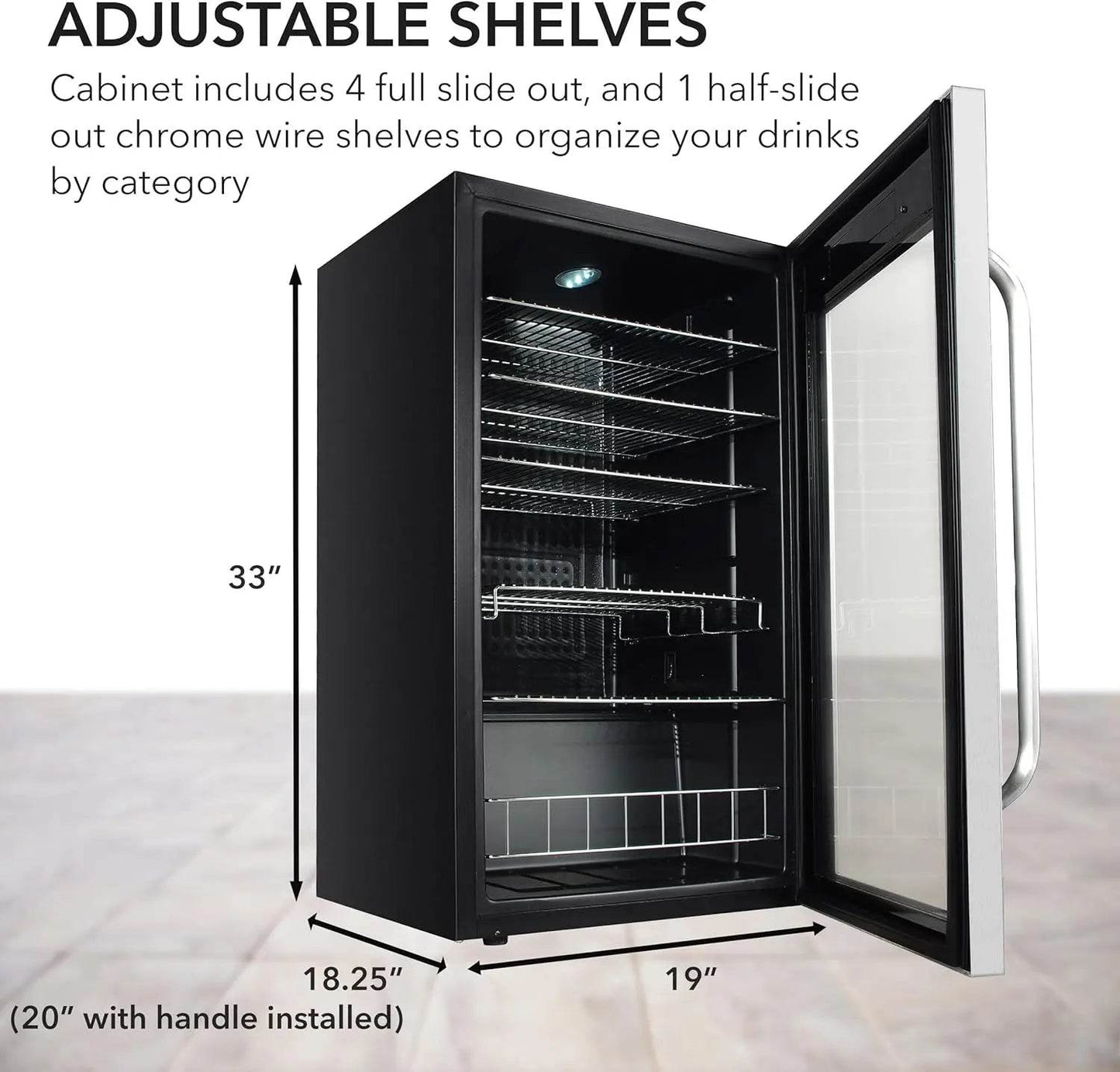 Customizable Beverage Refrigerator with Double-Layer Glass Door, 136-Can Drink Mini Fridge with Lock & Digital Control