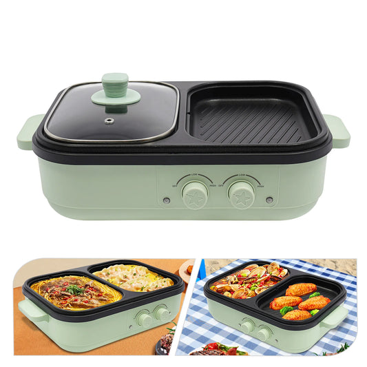 2-In-1 Electric Green Hot Pot,110V