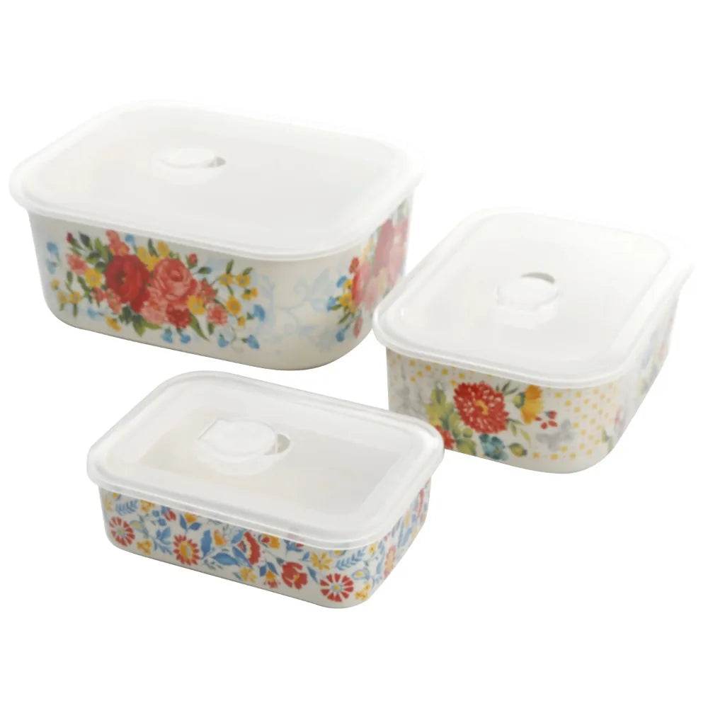 Sweet Rose Rectangular Ceramic Nesting Bowl Set, 6 Piece - Loft&Timber