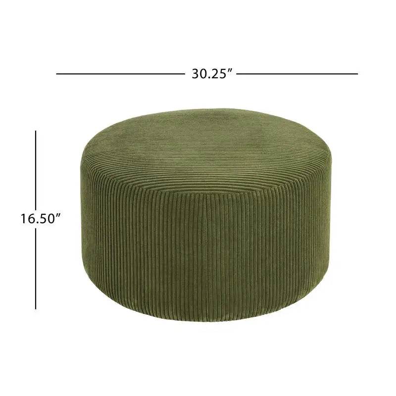 Round Upholstered Storage Ottoman with Memory Foam - Loft&Timber