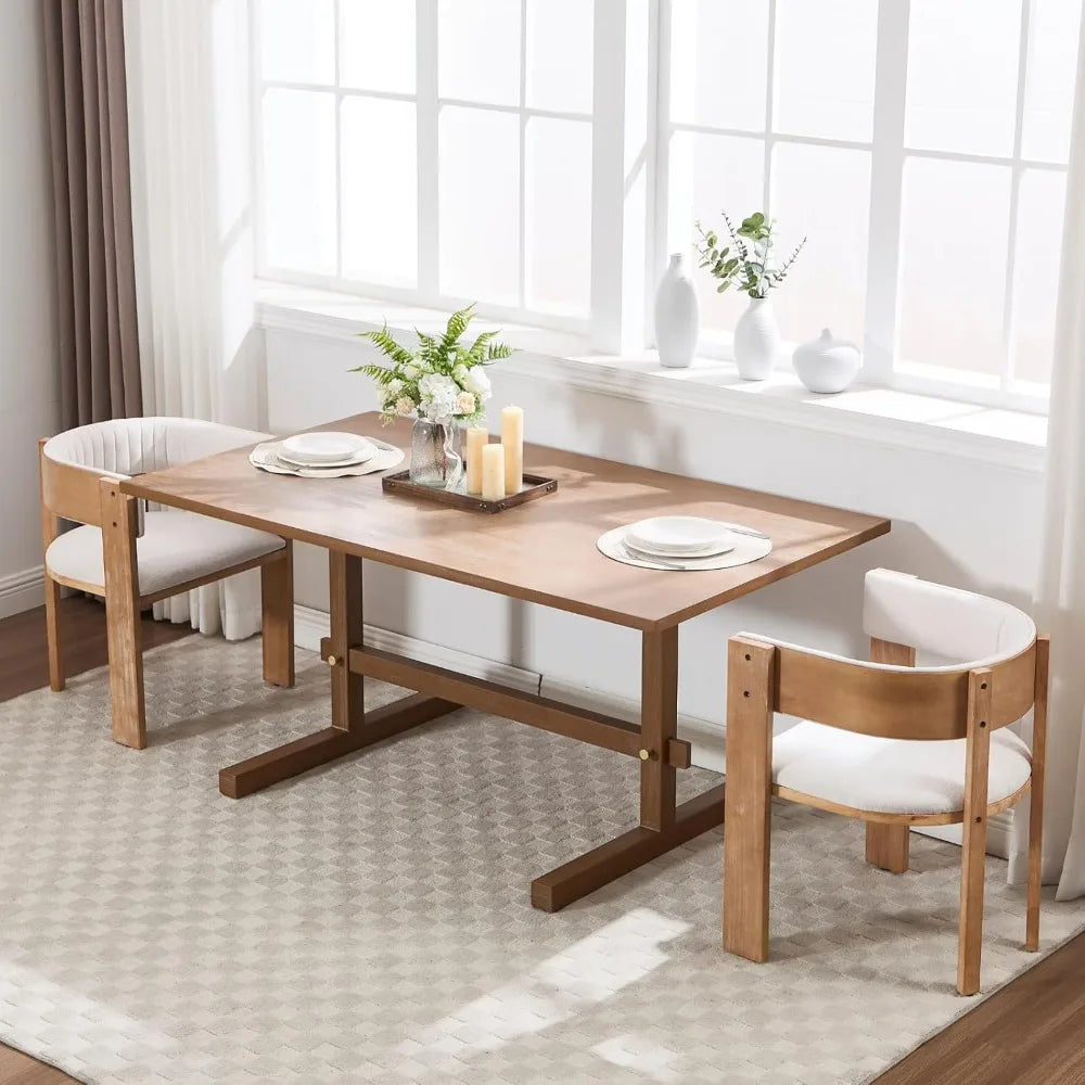 63" Farmhouse Dining Table for 4-6 People, Rectangular Wood Dinner Table - Loft&Timber