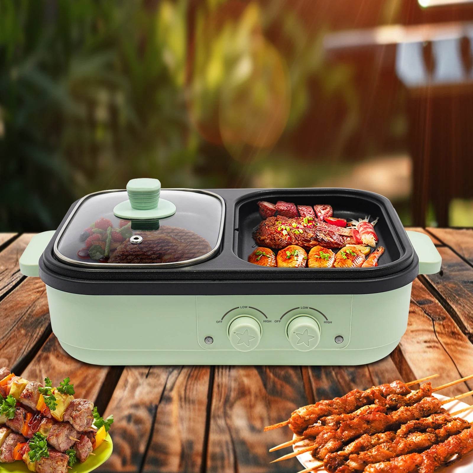 2-In-1 Electric Green Hot Pot,110V - Loft&Timber