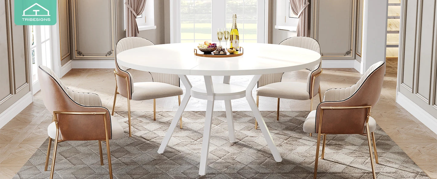 Tribesigns Round Dining Table for 4-6 People, 47" - Loft&Timber