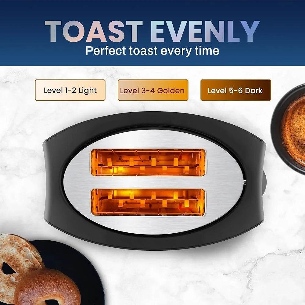 Extra Wide 2 Slice Toaster with 1.25 Inch Slots