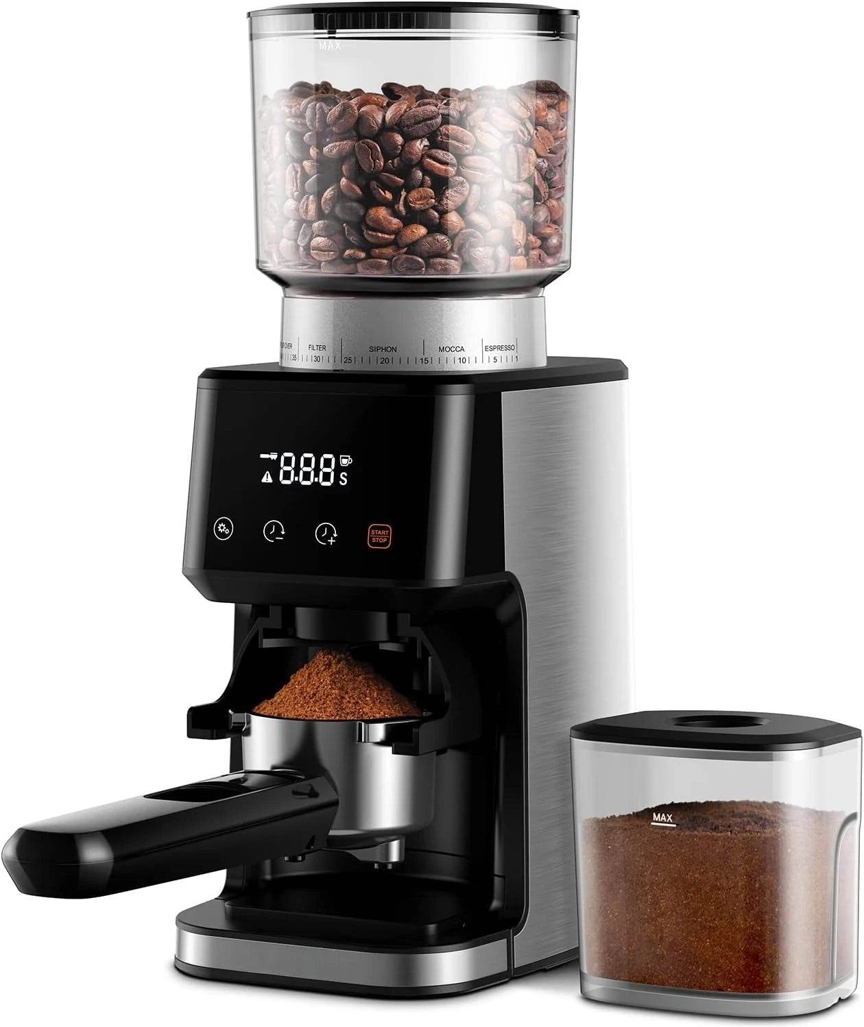 Conical Burr Espresso Coffee Grinder Electric with Precision Timer 2.0,Touchscreen Adjustable Burr Mill with 51 Precise Settings - Loft&Timber
