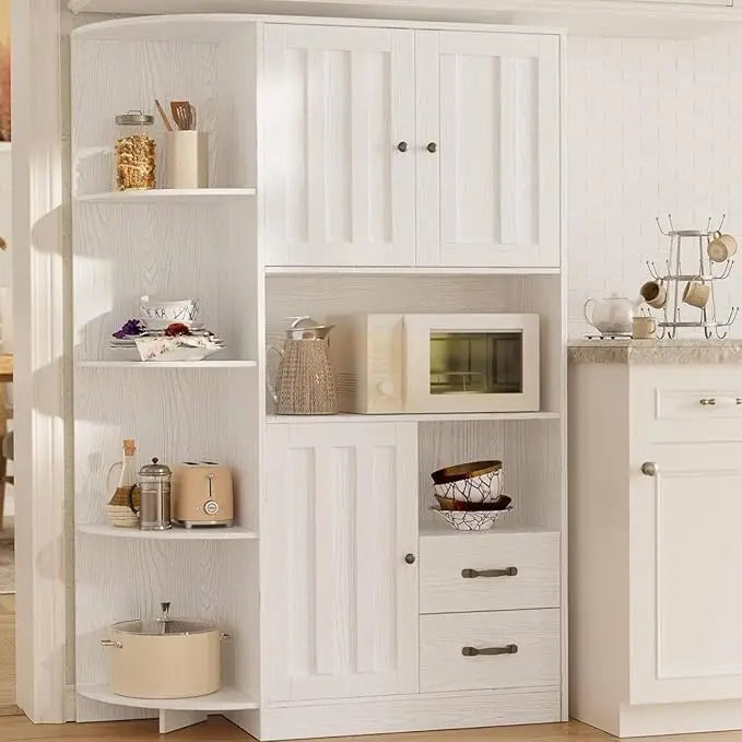 60.4" Farmhouse Kitchen Pantry Storage Cabinet with Doors and Adjustable Shelves - Loft&Timber