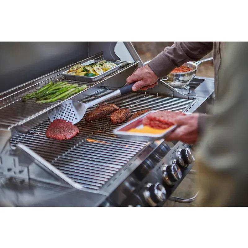 6+1 Burner Gas Grill, Stainless Steel Cabinet Style with Side Burner & Rotisserie - Loft&Timber