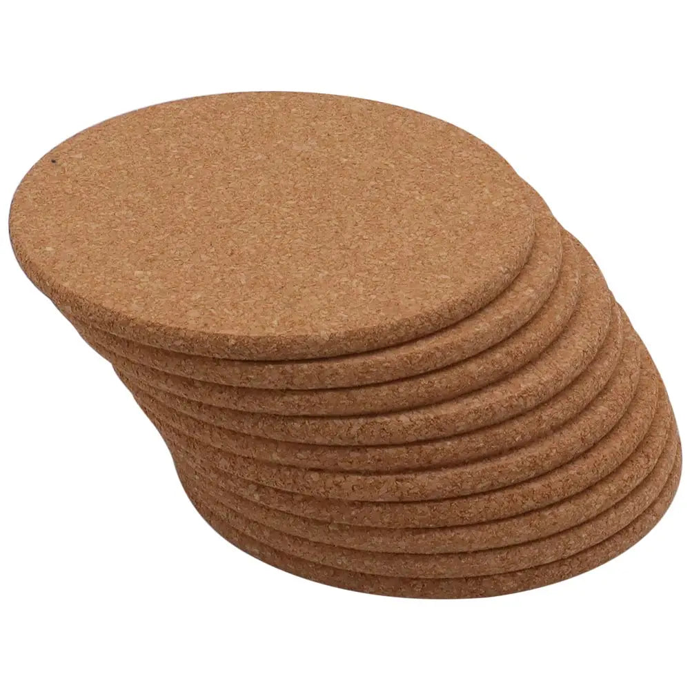 US Stock 10pcs Round Cork Coasters 3.9" Diameter - Loft&Timber