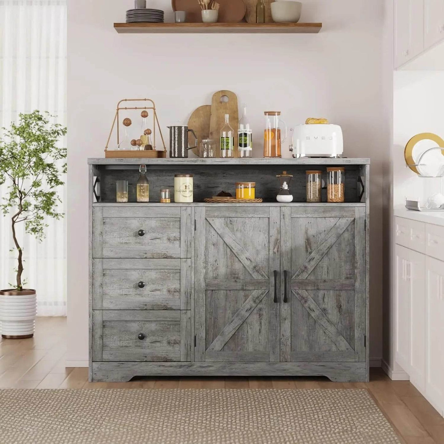 Vabches Buffet Cabinet Wooden Sideboard - Loft&Timber