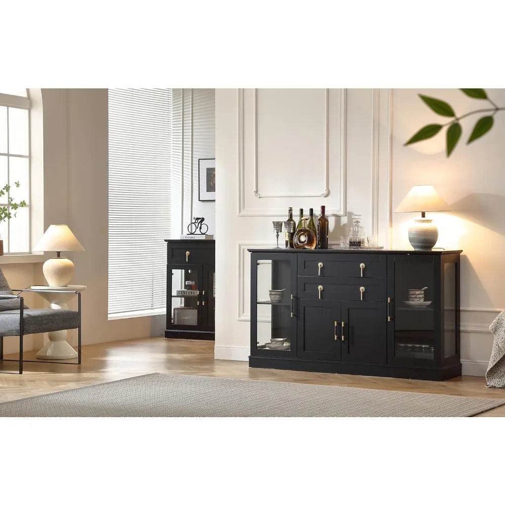 58'' Accent Buffet Credenza with 2 Glass Doors - Loft&Timber