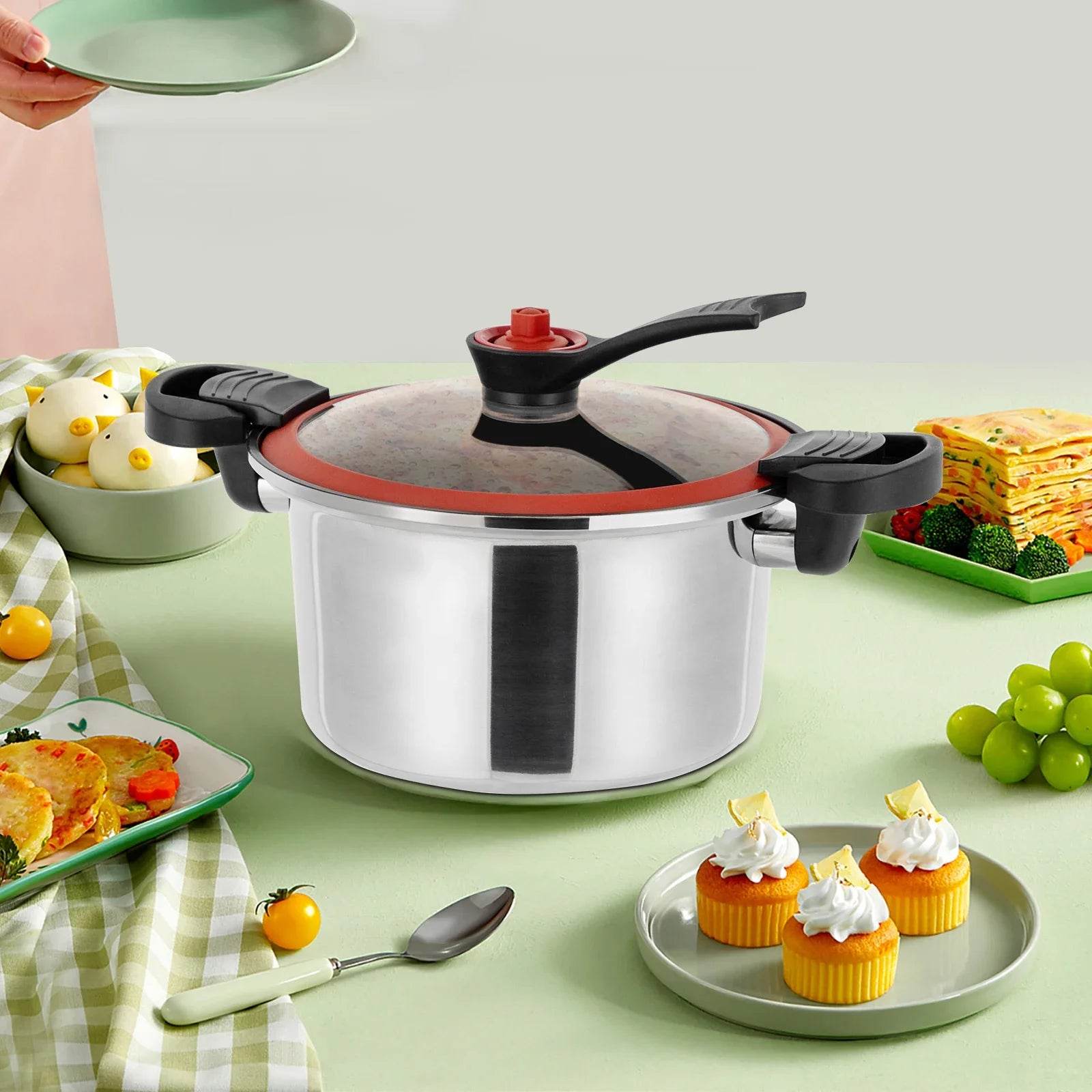 Non-Stick Silver Stainless Steel Micro Pressure Cooker - Loft&Timber