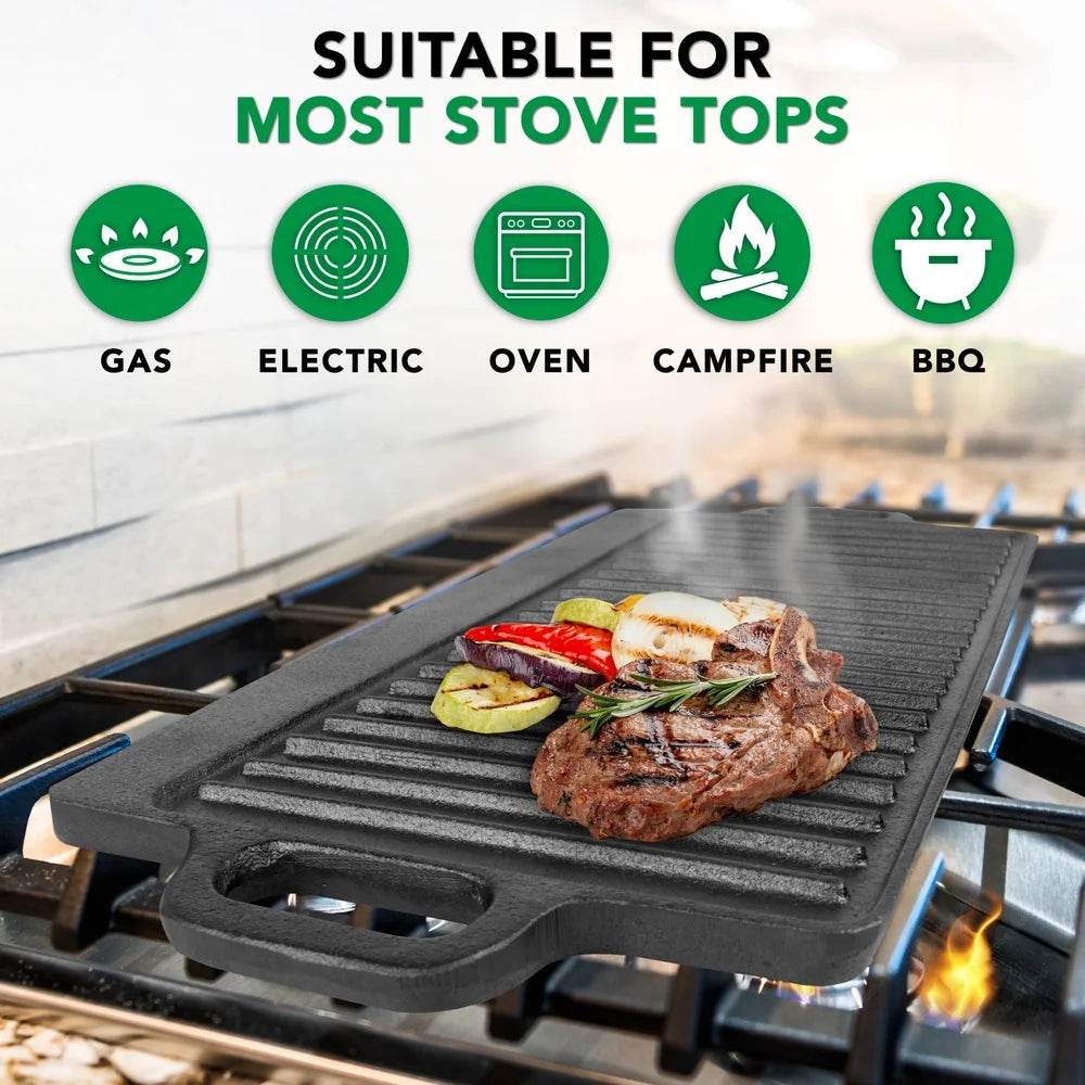 2-in-1 Reversible Cast Iron Griddle - Loft&Timber