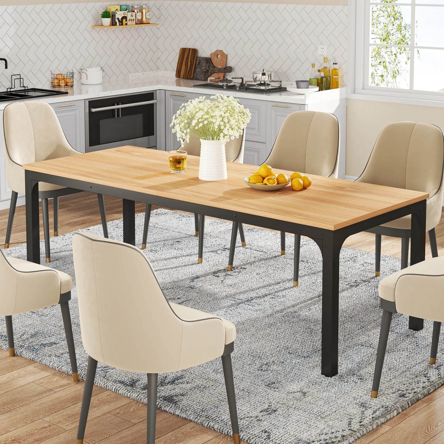 Tribesigns Dining Table for 6-8 People, 200cm - Loft&Timber