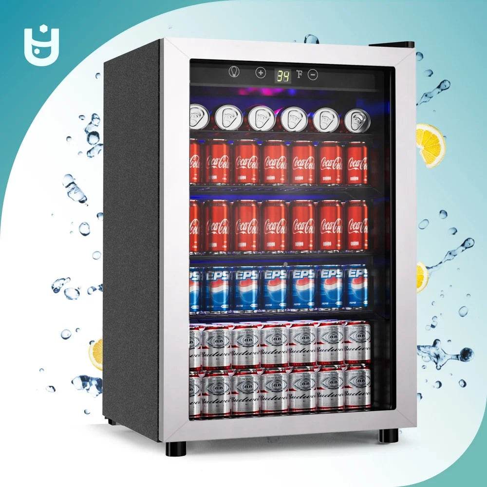 145 Can Beverage Refrigerator Glass Door Mini Fridge Adjustable - Loft&Timber