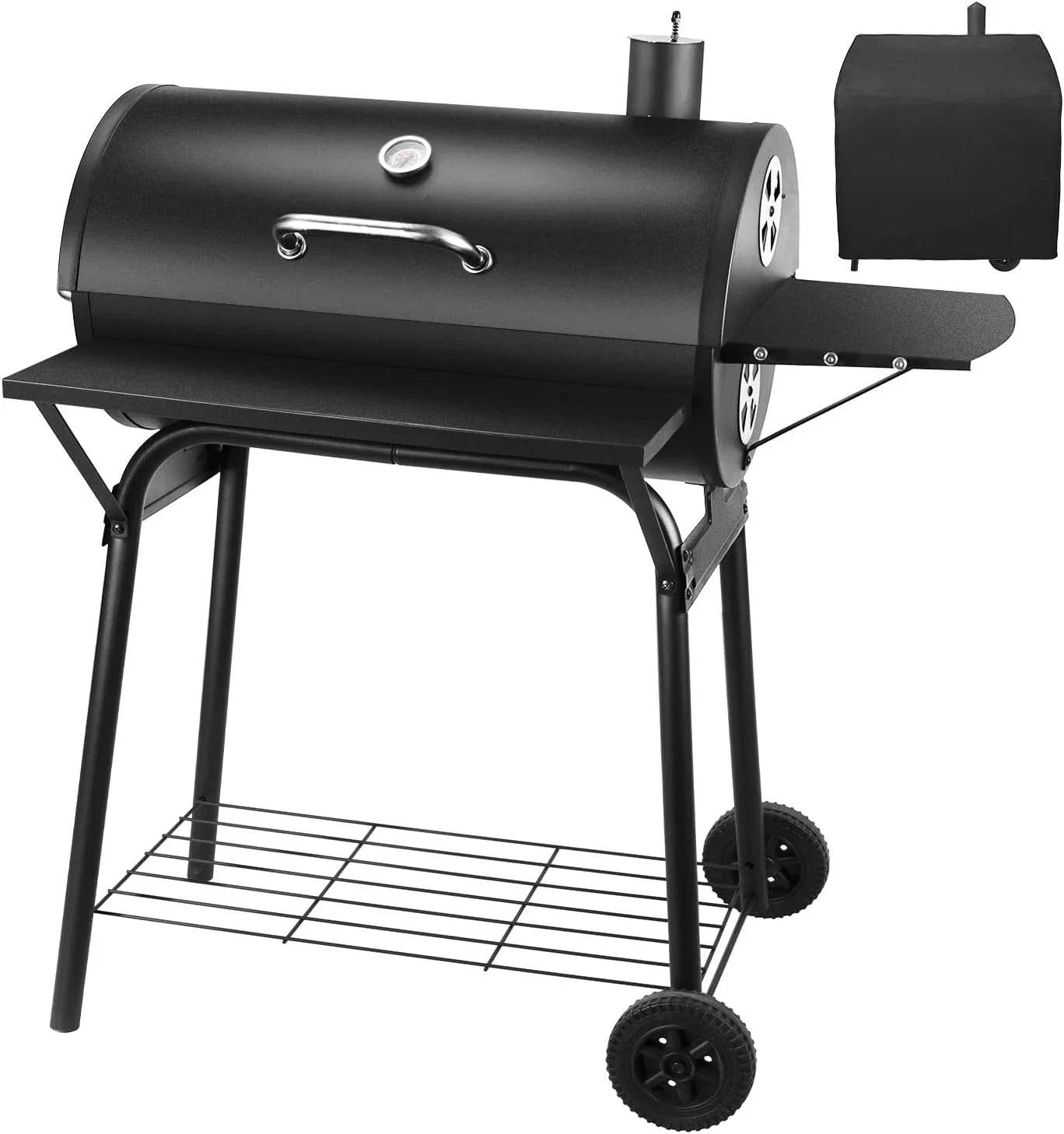 Charcoal Grills Outdoor BBQ Grill 30INCH Barrel Charcoal Grill with Side Table, Outdoor Backyard Camping Picnics - Loft&Timber