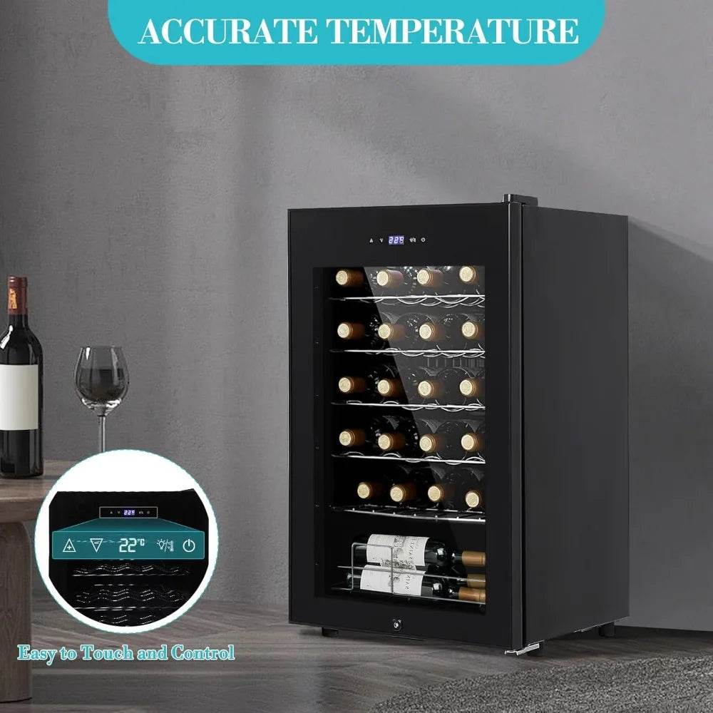 24 Bottle Built-In Wine Cooler Refrigerator with Glass Door - Digital Temperature Control 40°F-65°F