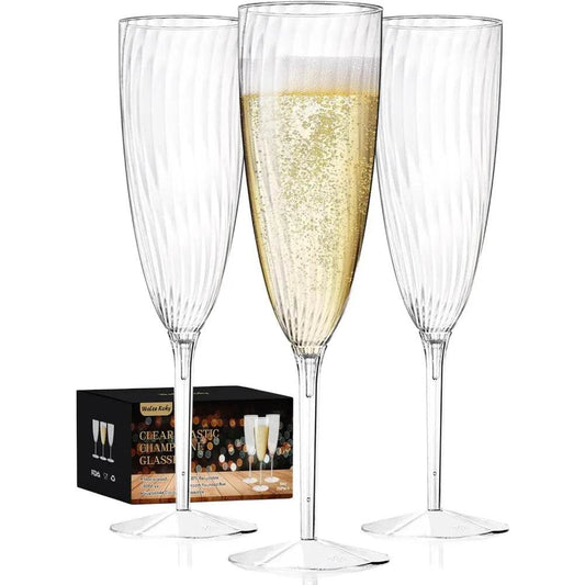 Plastic Champagne Flutes, 36 PCS Clear Disposable Wine Glasses Reusable Plastic Cocktail Cups - Loft&Timber