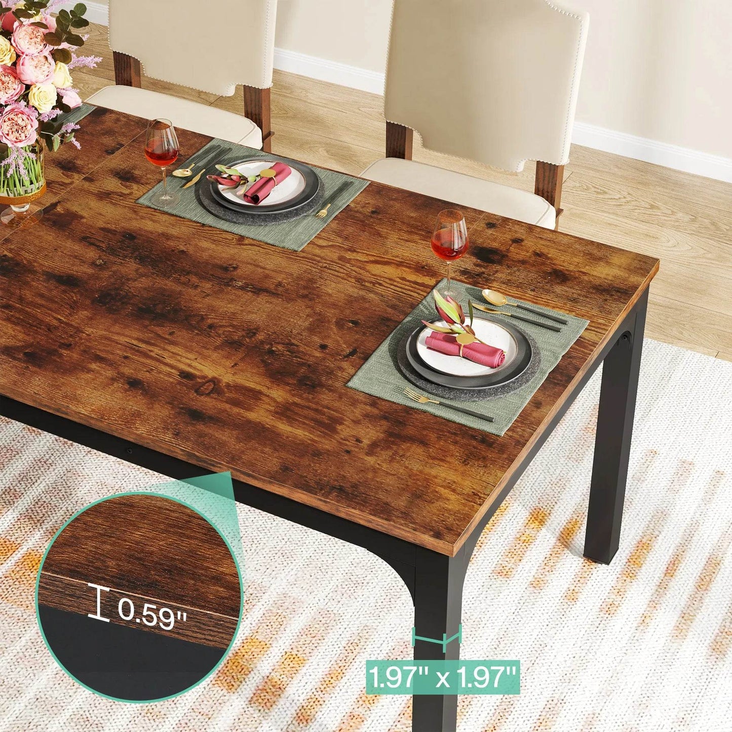 Tribesigns Dining Table for 6-8 People, 200cm - Loft&Timber