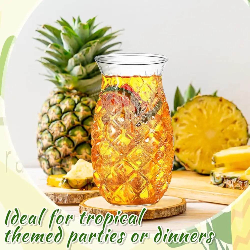 Set Of 8 Tiki Pineapple Glasses 17 Oz Retro Relief Cups - Loft&Timber