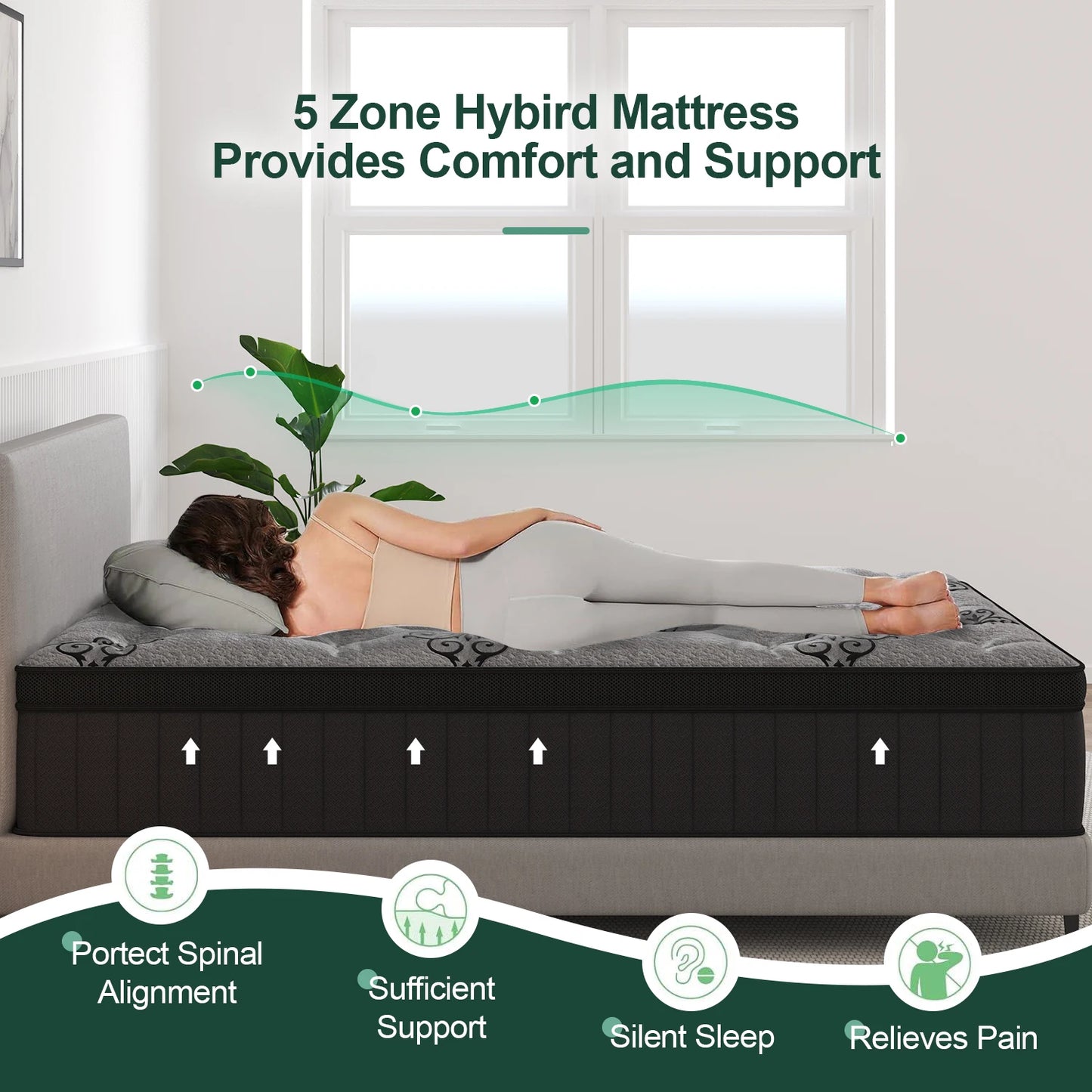 9"12"14" Twin Full Queen King Size Memory Foam Pocket Spring Hydird Mattress In A Box Medium Firm
