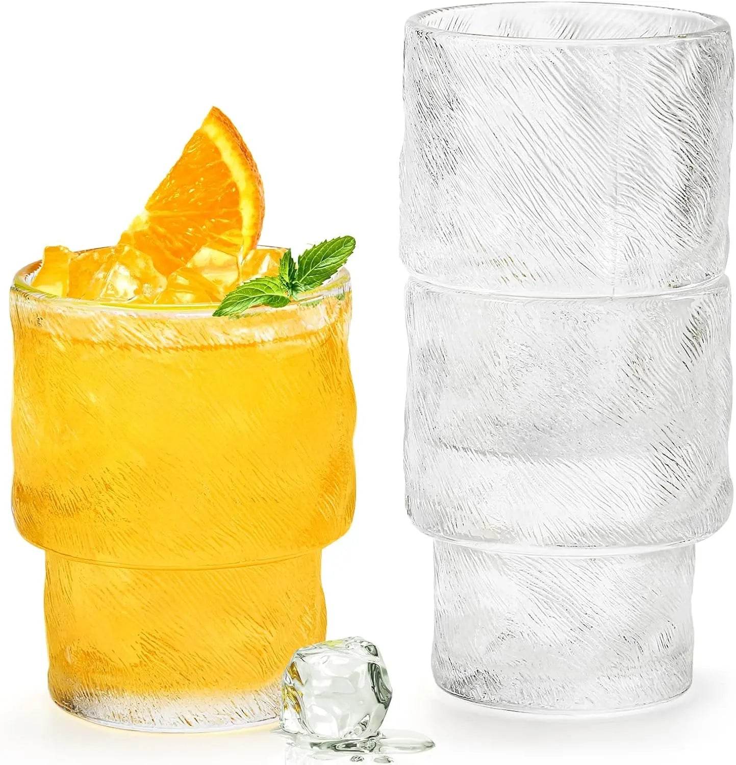 8 Pack Stackable Drinking Glasses, 6.5 OZ Romantic Lowball Cocktail Glasses - Loft&Timber