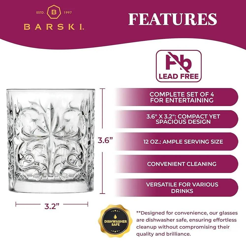 Whiskey Glasses - Double Old Fashioned Rocks Glass - Set Of 4 - Loft&Timber