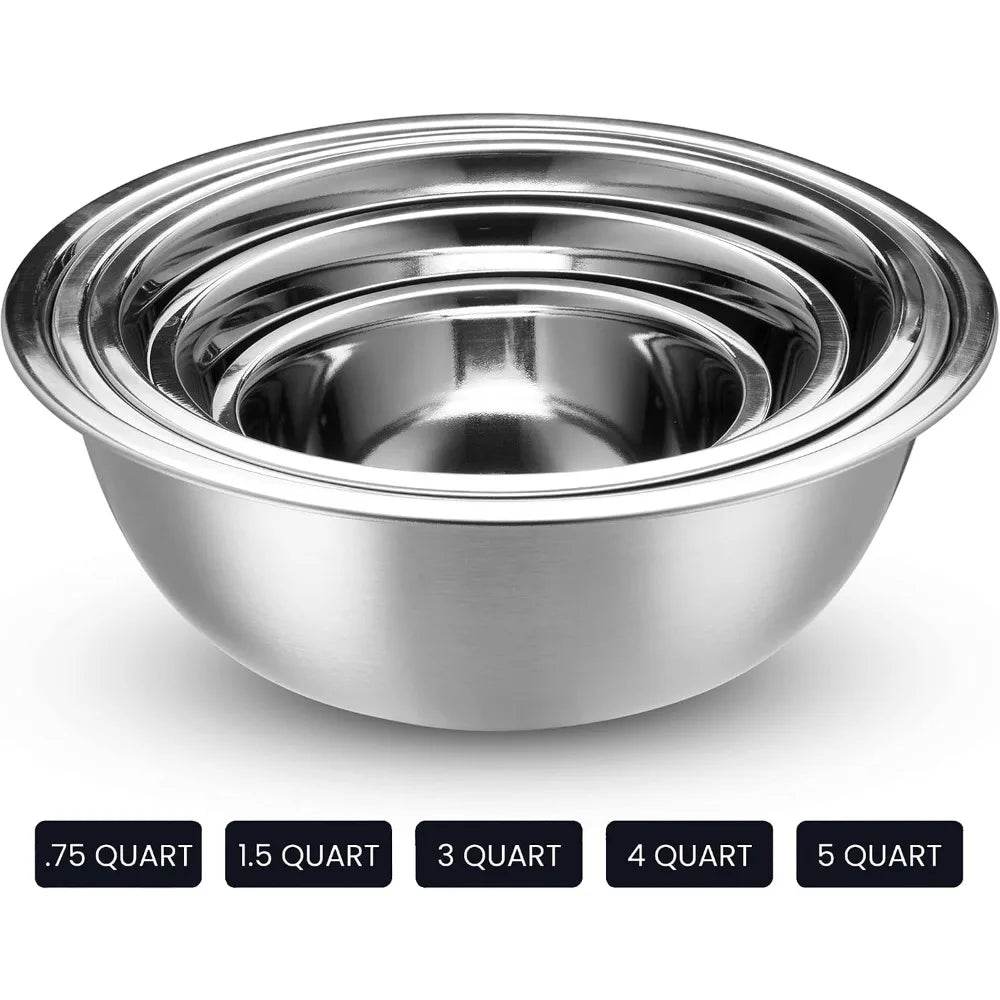 Stainless Steel Mixing Bowl Set, 10 Piece - Loft&Timber
