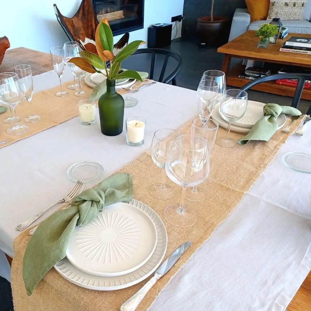 36 Pcs Burlap Table Runners 12 x 108 Inches Khaki Table Runner - Loft&Timber