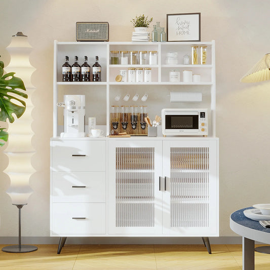 47" VOWNER Freestanding Hutch Storage Cabinet - Loft&Timber