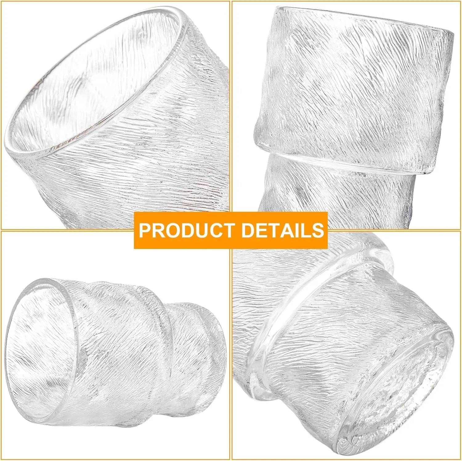 8 Pack Stackable Drinking Glasses, 6.5 OZ Romantic Lowball Cocktail Glasses - Loft&Timber