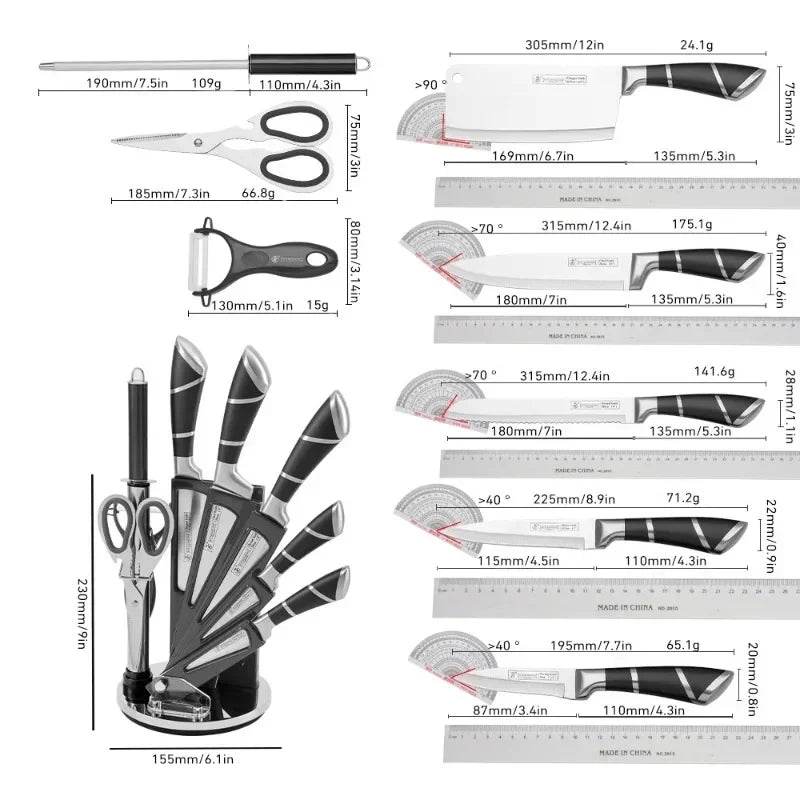 Kitchen Knife Set 9pcs Stainless Steel - Loft&Timber