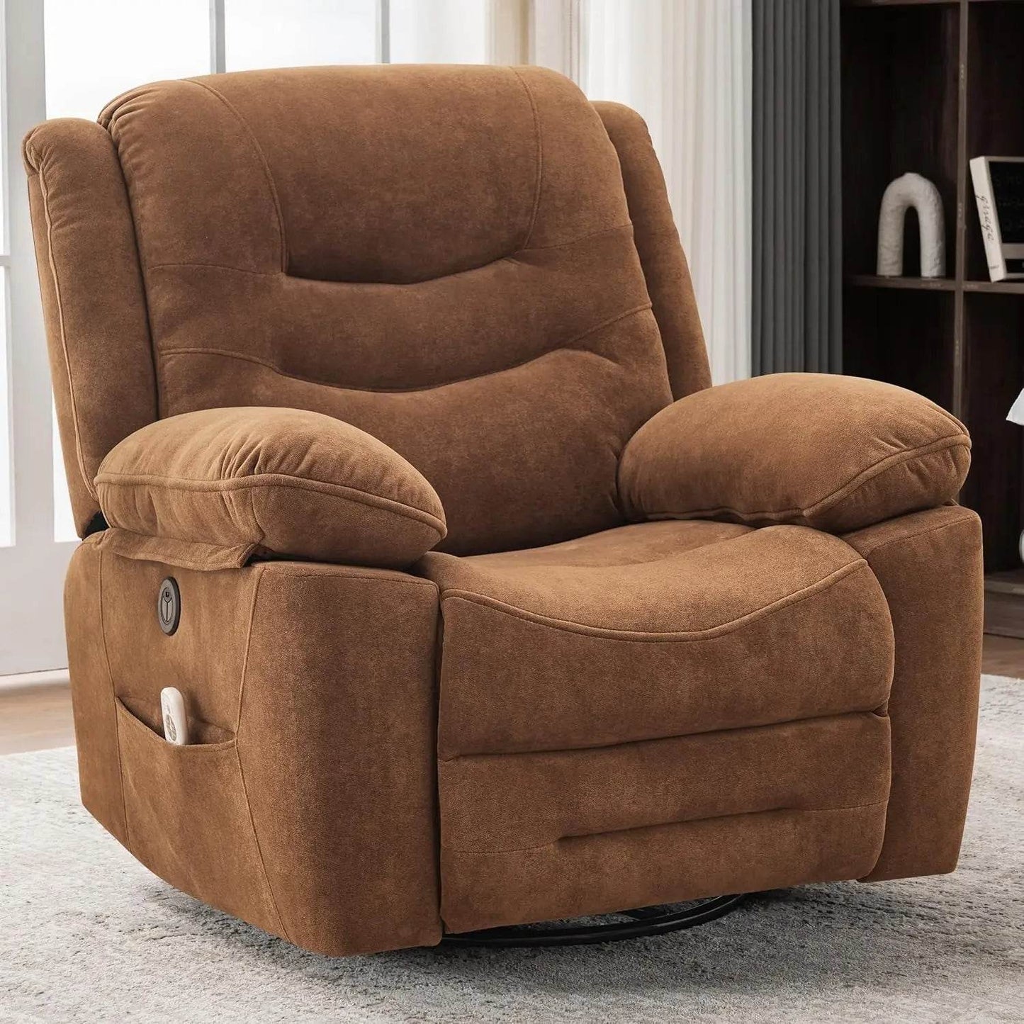Power Swivel Rocker Recliner with Massage and Heat - Loft&Timber