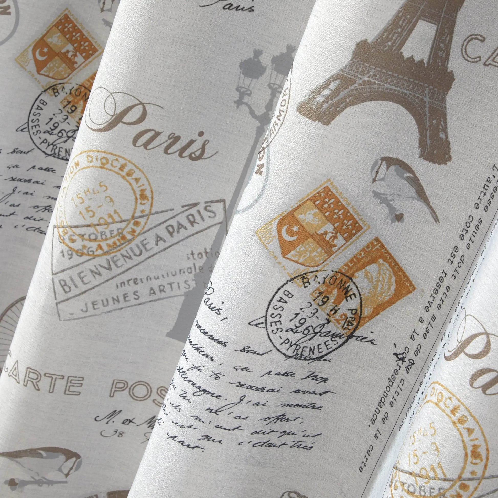 Contemporary Gray Paris Geometric Polyester Shower Curtain Set, 70 in x 72 in - Loft&Timber