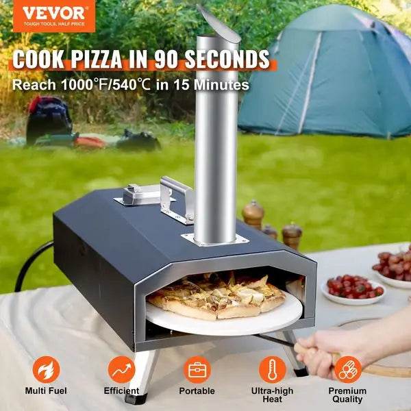 VEVOR Multi-fuel Outdoor Pizza Oven, 12 inch Wood Fired & Gas Pizza Maker - Loft&Timber