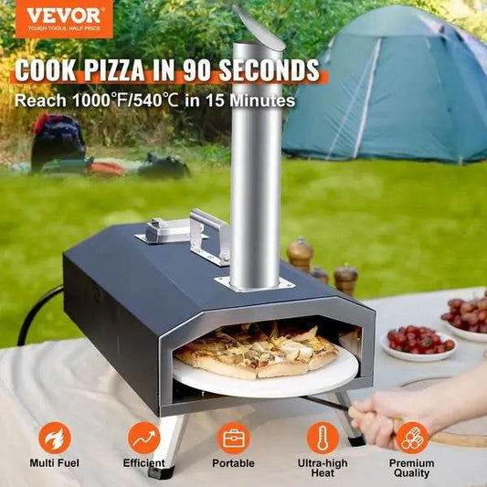 VEVOR Multi-fuel Outdoor Pizza Oven, 12 inch Wood Fired & Gas Pizza Maker - Loft&Timber