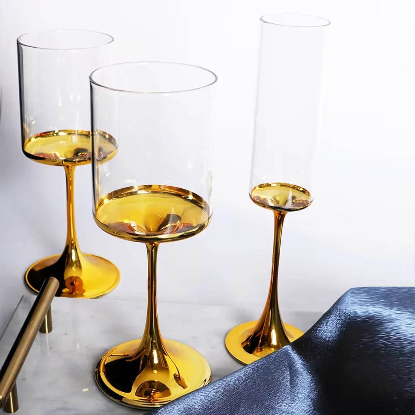 Gift champagne goblets Gold plating wine glasses - Loft&Timber