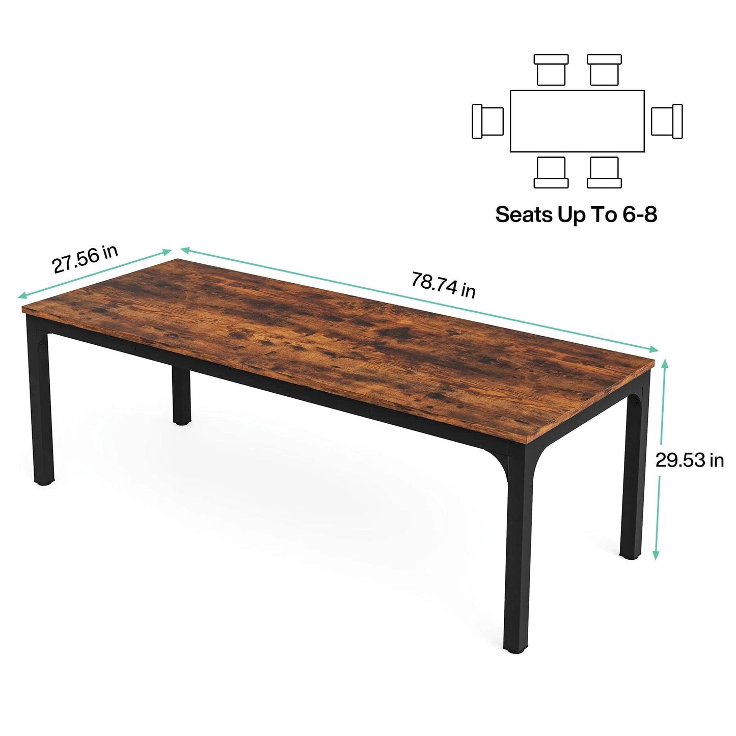Tribesigns Dining Table for 6-8 People, 200cm - Loft&Timber